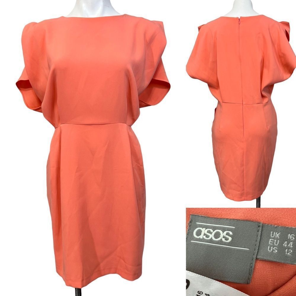 ASOS dress size 12 dolman sleeve sheath dress peach color